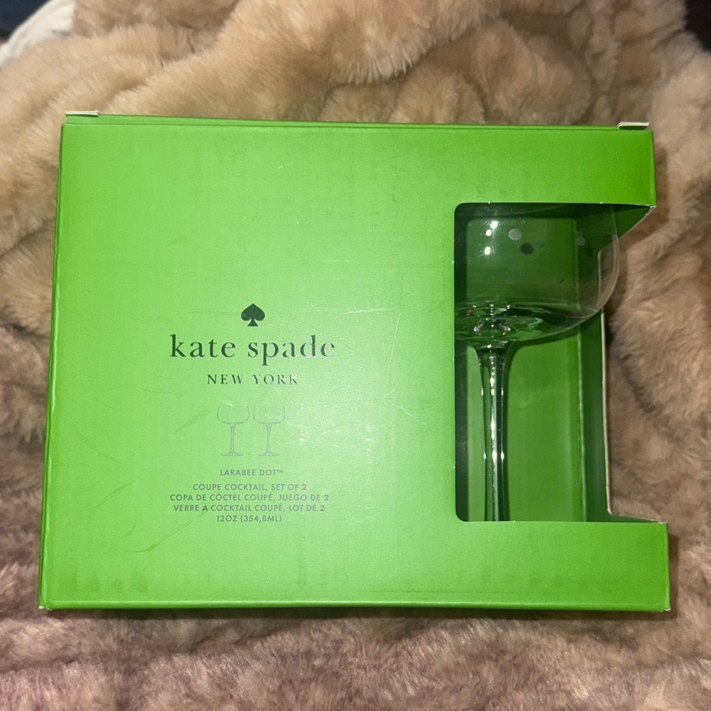 Kate Spade Lenox Larabee Dot Coupe Cocktail Glasses, Set of 2 , New in Box